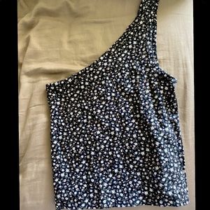American Eagle black/floral off the shoulder top